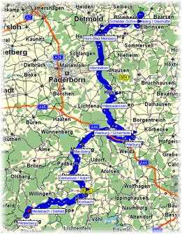 Von Winterberg nach Glashütte!    -     (Kartenauschnitt mit freundlicher Genehmigung der MAP&GUIDE GmbH aus dem "Motorrad Tourenplaner 2002/2003" entnommen!)