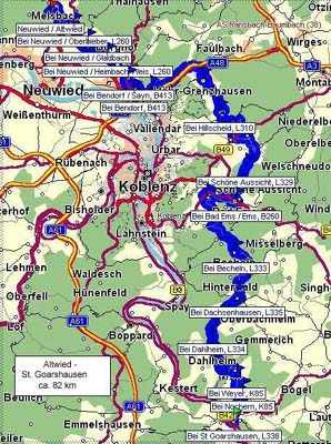 Von Altwied nach St. Goarshausen  !   -   (Kartenauschnitt mit freundlicher Genehmigung der MAP&GUIDE GmbH aus dem "Motorrad Tourenplaner 2002/2003" entnommen!)