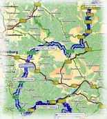 Kartenauschnitt mit freundlicher Genehmigung der MAP&GUIDE GmbH aus dem "Motorrad Tourenplaner 2002/2003" entnommen!